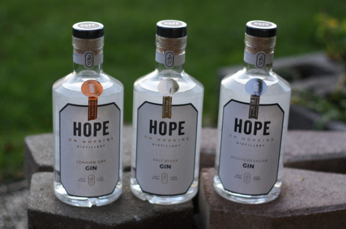 Hope on Hopkins Gin: London Dry, Mediterranean, Salt River